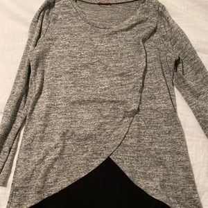 Gray and black maternity and nursing sweater
